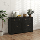 HOMCOM 47.6" L Sideboard Buffet Cabinet with Storage - Black-Barn door design with ring handles, adds rustic farmhouse charm