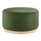 Modway Tilden Large 29" Round Performance Velvet Upholstered Ottoman - Moss Green/Natural-Performance Velvet Upholstery