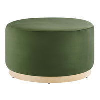 Modway Tilden Large 29" Round Performance Velvet Upholstered Ottoman - Moss Green/Natural-Performance Velvet Upholstery