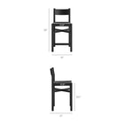 Modway Alvia Oak Wood Counter Stools With Woven Seats - Black - 2 Pack-Woven Paper Rope Seat