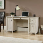 Sauder 59"W Edge Water Desk - Chalked Chestnut-This computer desk offers ample surface space for working with storage drawers below