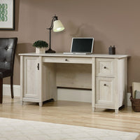 Sauder 59"W Edge Water Desk - Chalked Chestnut-This computer desk offers ample surface space for working with storage drawers below