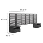 Modway Render Wall Mount King Headboard and Modern Nightstands - Charcoal-Wall-Mount Design