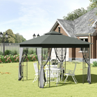 Outsunny 10 ft W x 10 ft L Patio Gazebo - Outdoor Gazebo Canopy - Grey-Ideal for family reunions, birthday parties, picnics, camping, and more