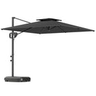 Outsunny 8' L x 9' W Square Cantilever Patio Umbrella with Fillable Base - Dark Grey-Includes the cross base and fillable base, weighs up to 88 lb (40 kg) when filled with water