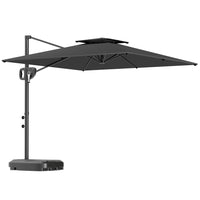 Outsunny 8' L x 9' W Square Cantilever Patio Umbrella with Fillable Base - Dark Grey-Includes the cross base and fillable base, weighs up to 88 lb (40 kg) when filled with water