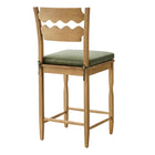 Modway Jax Oak Wood Counter Stool With Wavy Razor Back and Cushion - Weathered Oak Sage-Sturdy Side Stretchers