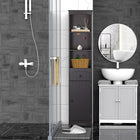 HOMCOM Tall Bathroom Linen Tower Cabinet with Shelves and Drawer - Brown-Solid and stable MDF construction with painting finish