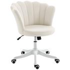 HOMCOM Velvet-Feel Armless Swivel Office Chair with Adjustable Height - Cream-The petal-shaped design of the backrest adds a refined touch to your workspace,