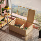 PawHut 13" H Tortoise Enclosure with Two Rooms - Natural-Wire top design for keeping your pet secure while enjoying the sunlight 
