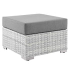 Modway Convene Outdoor Patio Ottoman - Light Grey-Synthetic Rattan Weave