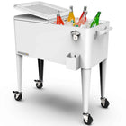 Permasteel 80 qt Retro Rolling Patio Cooler with Divider - White-Matte finish