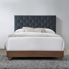 Modway Rhiannon Diamond Tufted Upholstered Performance Velvet Queen Bed - Walnut Charcoal-Box Spring Required