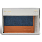 Champs Denim Leather Bi-Fold Wallet - Tan/Blue-6 Credit card slots