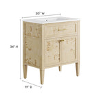Modway Elysian 30" Wood Bathroom Vanity - White/Burl-Ceramic Sink Basin