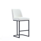 Manhattan Comfort Serena 17.71" Modern Leatherette Upholstered Counter Stool - White-Modern Counter Stool with Backrest Perfect for Bar and Kitchen Use