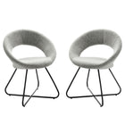 Modway Nouvelle Upholstered Fabric Dining Chair - Black/Light Grey - 2 Pack-Retro Modern Dining Chairs