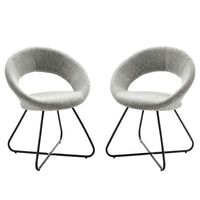 Modway Nouvelle Upholstered Fabric Dining Chair - Black/Light Grey - 2 Pack-Retro Modern Dining Chairs