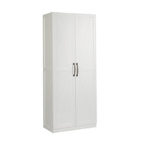 Sauder Storage Cabinet - White-Multi-room storage: This functional cabinet can meet your storage needs in a variety of rooms – living room, kitchen, office, or laundry/utility