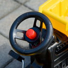Aosom Kids Pedal Ride-On Dump Truck with Front Loader and Trailer - Yellow-Colour: Yellow and Black 