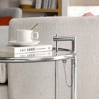 Modway Eileen Grey Metal Side Table - Silver-Height Adjustable in 5 Positions