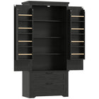 HOMCOM 64" H Kitchen Pantry Cabinet with Doors and Drawers - Black-Distressed black pantry with barn doors and black accents exudes farmhouse charm 