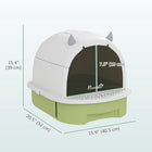PawHut Enclosed Cat Litter Box with Lid and Scoop - Green-Included litter scoop aids in cleanup 