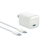 Anker Nano 30W USB-C Wall Charger - 3' Braided Cable - White-Charge All of Your Handheld Devices: This charger supports a maximum 30W fast charge, capable of powering a range of devices from the Apple Watch and iPhone series to the iPad, MacBook Air, and more