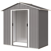 Outsunny Metal Garden Shed - 6.5' x 3.5' - Light Grey-Lots of storage space
