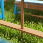 Qaba Kids Picnic Table, Wooden Outdoor Table & Bench Set with Umbrella - Blue-Constructed from fir wood for durability and easy cleaning

