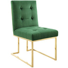 Modway Privy Gold Stainless Steel Performance Velvet Dining Chair - Gold/Emerald-Glam Deco Dining Chair