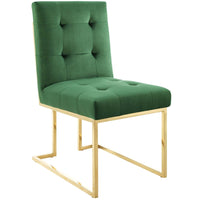 Modway Privy Gold Stainless Steel Performance Velvet Dining Chair - Gold/Emerald-Glam Deco Dining Chair
