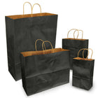 Eddie's 100% Recycled Kraft Shopper Paper Bag - 5-1/2" L x 3-1/4" W x 8-3/8" D - Black - 100 Pack-100% recycled with at least 95% post-consumer fibres.
