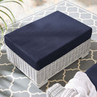 Modway Conway Sunbrella Outdoor Patio Wicker Rattan Ottoman - Light Grey/Navy-Water and UV Resistant