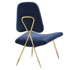 Modway Ponder Performance Velvet Lounge Chair - Navy-Mid-Century Toothpick Legs