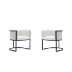 Manhattan Comfort Cosmopolitan 24" Mid-Century Modern Faux Leather Upholstered Dining Chair - White and Black - Set of 2-Modern Dining Chair Perfect for Dining and Accent Living Room Use. Set of 2
