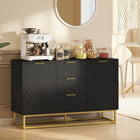 HOMCOM 47.2" L Sideboard Buffet Cabinet with Storage - Black-Adjustable shelves in small cabinet customize storage space