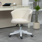 Vinsetto Fluffy Armless Office Chair with Adjustable Height - White-Teddy fleece fabric is soft and comfortable