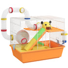 PawHut Cage for Dwarf Hamsters/Gerbils with Tunnels & Water Bottle-Includes running wheel, ramps, platforms and a hut