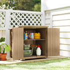 Outsunny Wood Garden Shed with Adjustable Inner Shelf & Double Doors -Sloped asphalt roof to protect inside from light to medium weather

