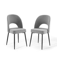 Modway Rouse Upholstered Fabric Dining Side Chair - Black/Light Grey - 2 Pack-Dining Room Side Chair
