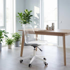 Homy Casa Modern Transparent Backrest Swivel Task Chair with White PU Leather Seat-10