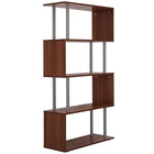 HOMCOM 5-Tiers Wooden Bookcase for Living Room - Walnut-Modern, Z-shaped bookcase offers multi-tiered shelves for convenient displaying 