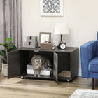 PawHut Cat Litter Box Enclosure with Scratching Pad - Black-Provides cats privacy, and prevents odors from spreading out 