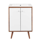 Modway Transmit 24" Bathroom Vanity - Walnut/White-Mid-Century Modern Vanity