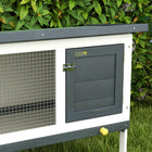 PawHut Wooden Outdoor Rabbit Hutch with Pull-Out Tray - Dark Grey-Removable slide-out tray for easy and quick cleaning 
