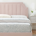 Modway Sienna Performance Velvet Queen Platform Bed with Black Wood Legs - Pink-Black Wood Legs With Non-Marking Caps