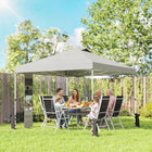 Outsunny 9.6 ft W x 9.6 ft L Pop Up Canopy Tent with Pockets - 1-Button Push - Light Grey-210D Oxford fabric with silver coating for UPF50+ sun protection