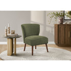 Monarch Specialites Upholstered 33"H Mid-Century Modern Accent Chair With Walnut Solid Wood Legs - Green Fabric-A gently curved back and plush foam cushioning, wrapped in soft-touch fabric, provide a comfortable and inviting place to relax and unwind.