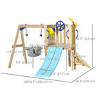 Outsunny Kids Wooden Swing Set with Slide, Captain's Wheel and Telescope - Natural-Made from solid wood for durability and safety 